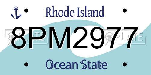 8PM2977 Rhode Island License Plate
