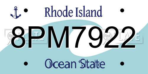 8PM7922 Rhode Island License Plate