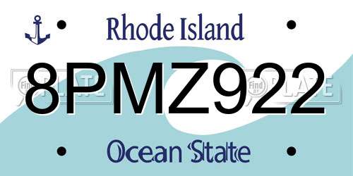 8PMZ922 Rhode Island License Plate