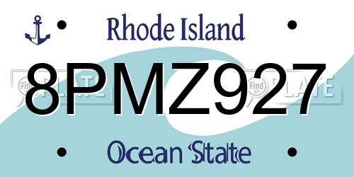 8PMZ927 Rhode Island License Plate