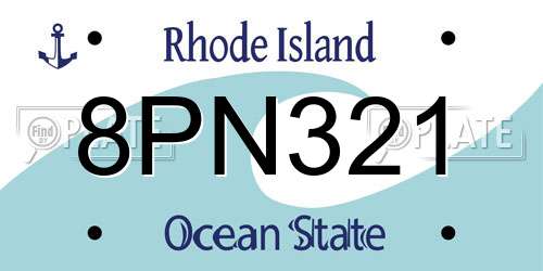 8PN321 Rhode Island License Plate
