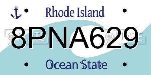8PNA629 Rhode Island License Plate