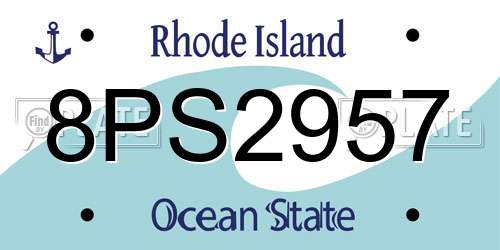 8PS2957 Rhode Island License Plate