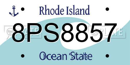 8PS8857 Rhode Island License Plate