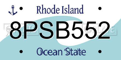 8PSB552 Rhode Island License Plate