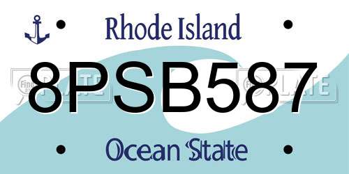 8PSB587 Rhode Island License Plate