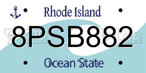 8PSB882 Rhode Island License Plate