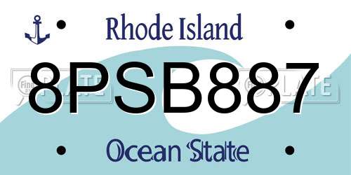 8PSB887 Rhode Island License Plate