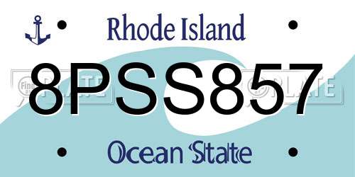 8PSS857 Rhode Island License Plate