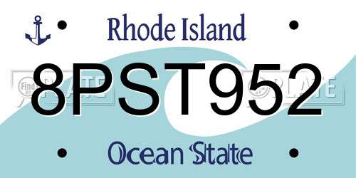 8PST952 Rhode Island License Plate