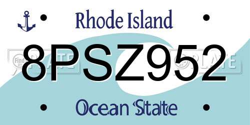 8PSZ952 Rhode Island License Plate