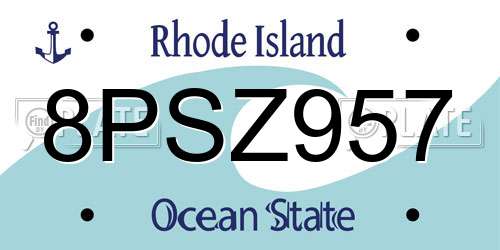 8PSZ957 Rhode Island License Plate