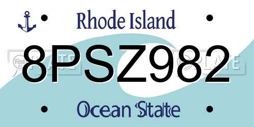 8PSZ982 Rhode Island License Plate