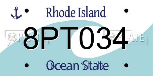 8PT034 Rhode Island License Plate