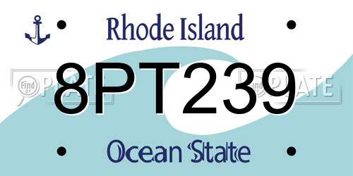 8PT239 Rhode Island License Plate
