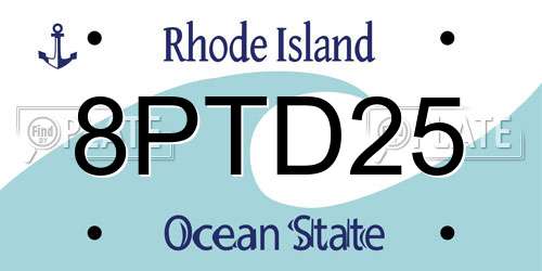 8PTD25 Rhode Island License Plate