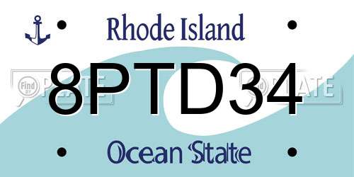 8PTD34 Rhode Island License Plate