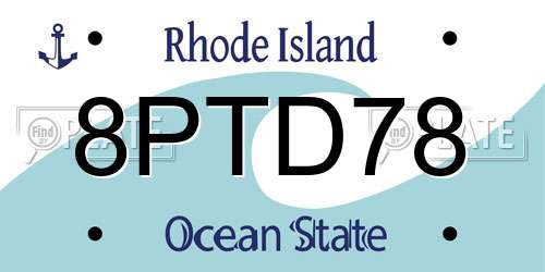 8PTD78 Rhode Island License Plate