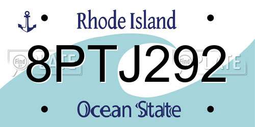 8PTJ292 Rhode Island License Plate