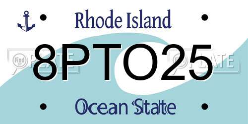 8PTO25 Rhode Island License Plate