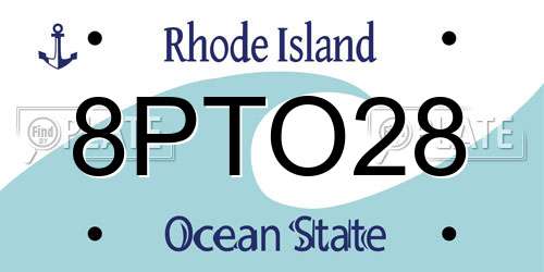 8PTO28 Rhode Island License Plate