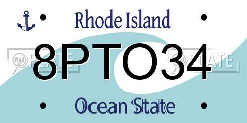 8PTO34 Rhode Island License Plate