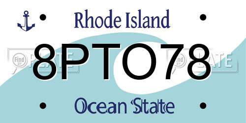 8PTO78 Rhode Island License Plate