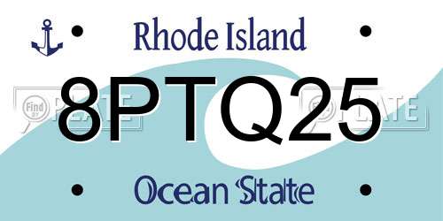 8PTQ25 Rhode Island License Plate