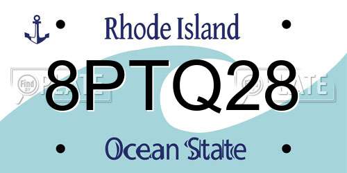 8PTQ28 Rhode Island License Plate