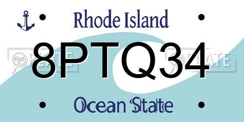 8PTQ34 Rhode Island License Plate