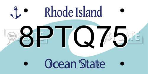 8PTQ75 Rhode Island License Plate