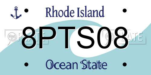 8PTS08 Rhode Island License Plate