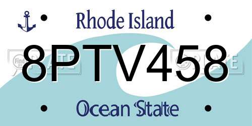 8PTV458 Rhode Island License Plate