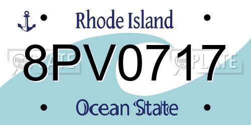 8PV0717 Rhode Island License Plate