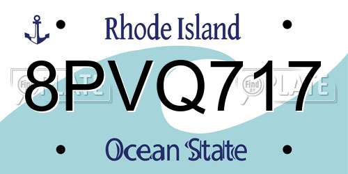 8PVQ717 Rhode Island License Plate