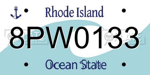 8PW0133 Rhode Island License Plate