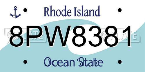 8PW8381 Rhode Island License Plate