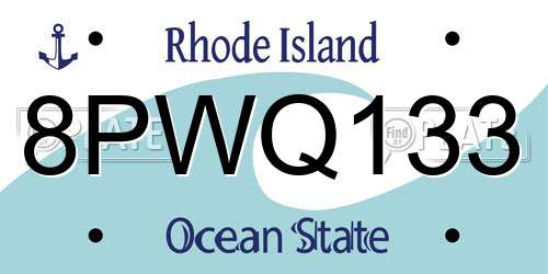 8PWQ133 Rhode Island License Plate