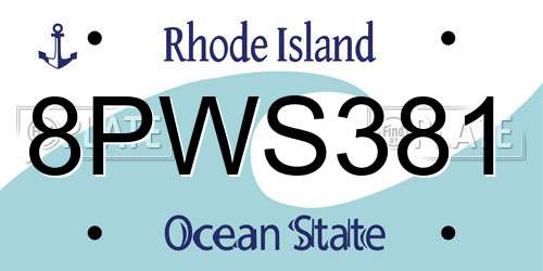 8PWS381 Rhode Island License Plate