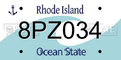 8PZ034 Rhode Island License Plate