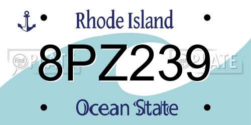 8PZ239 Rhode Island License Plate