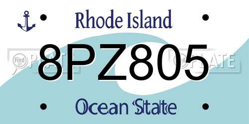 8PZ805 Rhode Island License Plate