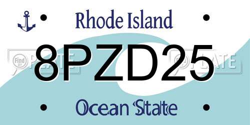 8PZD25 Rhode Island License Plate