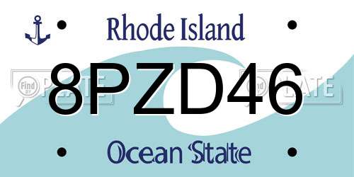8PZD46 Rhode Island License Plate