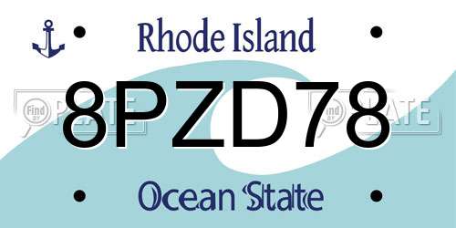 8PZD78 Rhode Island License Plate