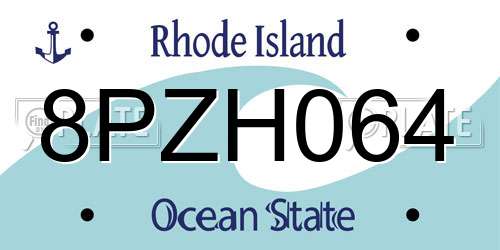 8PZH064 Rhode Island License Plate