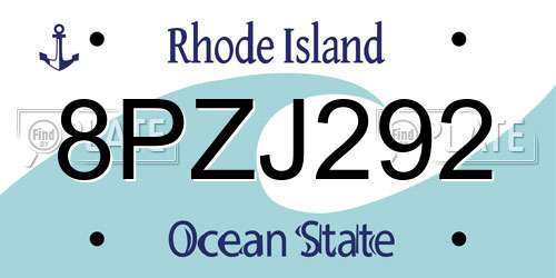 8PZJ292 Rhode Island License Plate