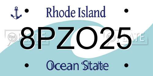 8PZO25 Rhode Island License Plate