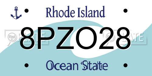 8PZO28 Rhode Island License Plate