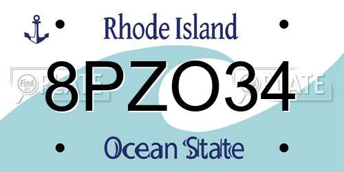 8PZO34 Rhode Island License Plate